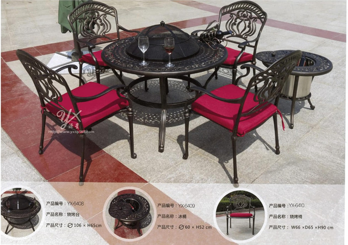Outdoor cast aluminum table and chair series 6408-6410