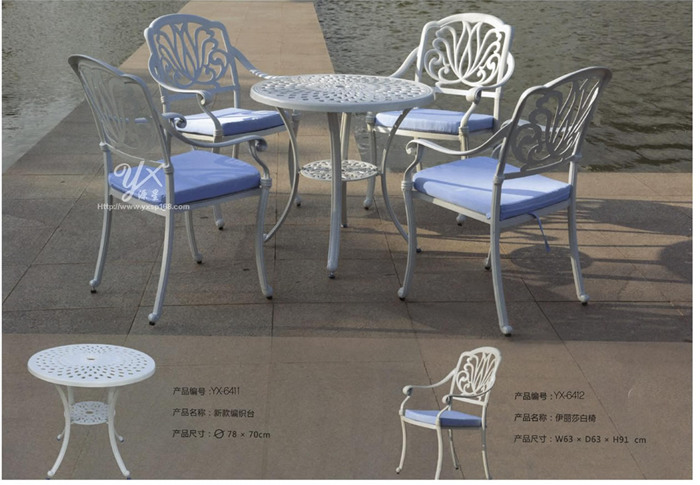 Outdoor cast aluminum table and chair series 6411-6412